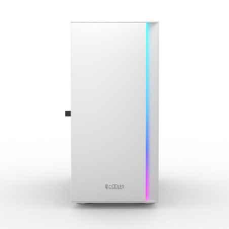 CARCASA PCCOOLER- Middle Tower- mATX- ITX- fara sursa- sticla securizata- 1 ventilator inclus ARGB- alb- USB 3.2 gen 1 x 1- USB