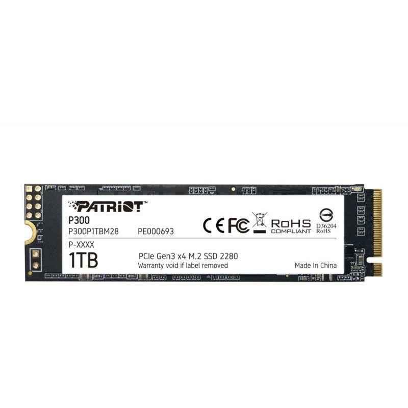 SSD PATRIOT- P300- 1TB- M.2- PCIe Gen3.0 x4- nespecificat- R/W: 2100 MB/s/1650 MB/s MB/s- P300P1TBM28