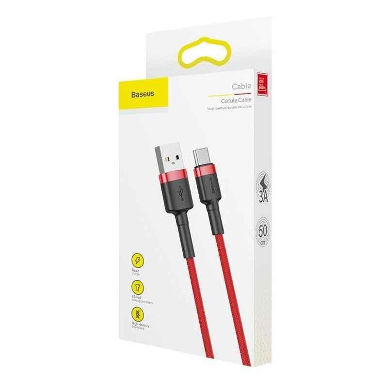 CABLU alimentare si date Baseus Cafule- Fast Charging Data Cable pt. smartphone- USB la USB Type-C 3A- 1m- rosu CATKLF-B09timbru