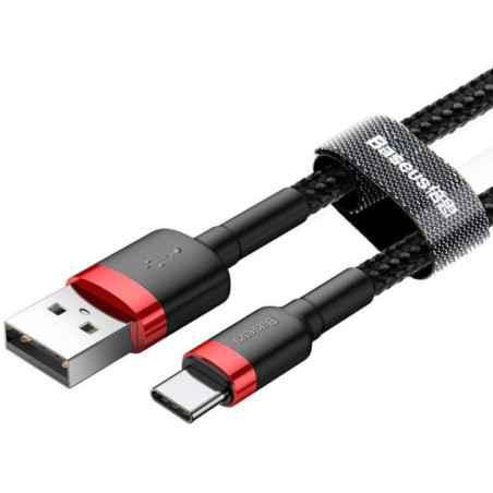 CABLU alimentare si date Baseus Cafule- Fast Charging Data Cable pt. smartphone- USB la USB Type-C 3A- 1m- rosu negru CATKLF-B9