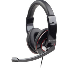 CASTI Gembird- cu fir- standard- utilizare multimedia- microfon pe brat- conectare prin Jack 3.5 mm x 2- negru- MHS-001-timbru v