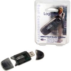 CARD READER extern LOGILINK- interfata USB 2.0- citeste/scrie: SD- MMC- RS-MMC, plastic- negru-transparent CR0007timbru verde 0.