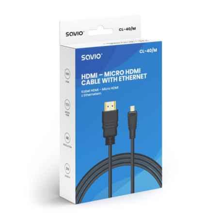 Cablu Savio HDMI - MICRO HDMI negru placat cu aur