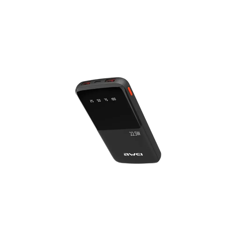 Power bank digital AWEI P10K 10000 mAh fast charging 22.5W negru
