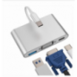 Adaptor hub USB-C 3.1 la USB-C +VGA + USB 3.0 argintiu
