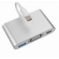 Adaptor hub USB-C 3.1 la USB-C +VGA + USB 3.0 argintiu