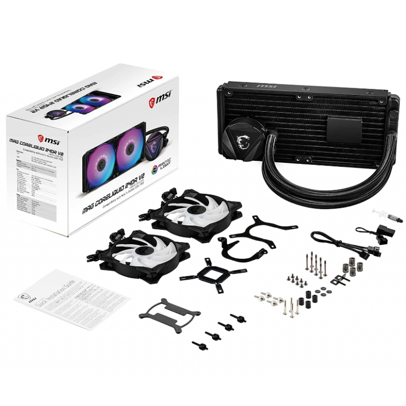 Cooler MSI CORELIQUID 240R V2- skt universal- racire cu lichid- ventilator 120 mm x 2- 2000 rpm- iluminat ARGB- CORELIQUID 240R