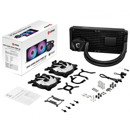 Cooler MSI CORELIQUID 240R V2- skt universal- racire cu lichid- ventilator 120 mm x 2- 2000 rpm- iluminat ARGB- CORELIQUID 240R