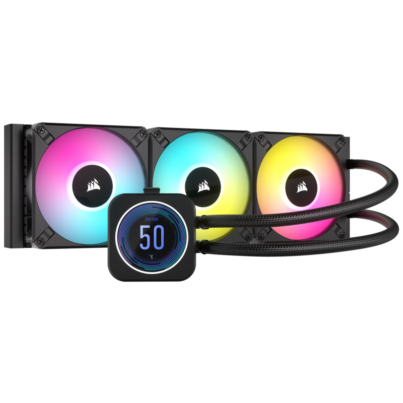Cooler Corsair iCUE H150i ELITE LCD XT- skt universal- racire cu lichid- ventilator 120 mm x 3- 2100 rpm- iluminat RGB- CW-90600