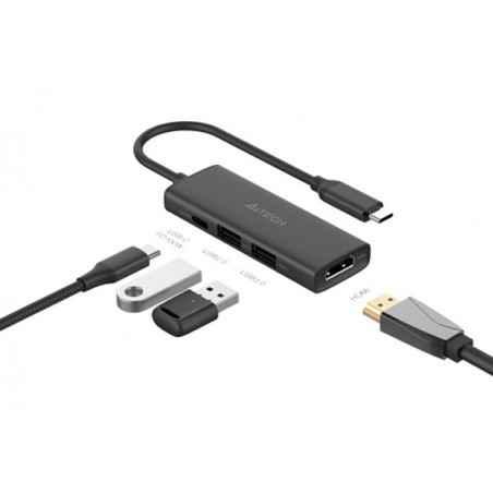 DOCKING Station A4tech universal- 4-in-1- conectare PC USB Type C- USB-Cx1- USB-A 30x1- USB-A 20x1- porturi video HDMIx1 4K@30Hz