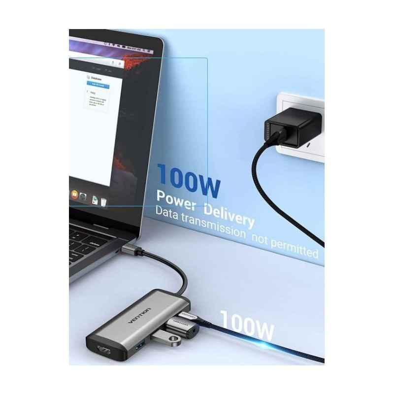 Docking Station Vention- porturi: HDMIM)- 3 x USB 32 gen1- PD 100 W- conectare prin USB Type-CT)- rata transfer 5 Gbps- aliaj Al