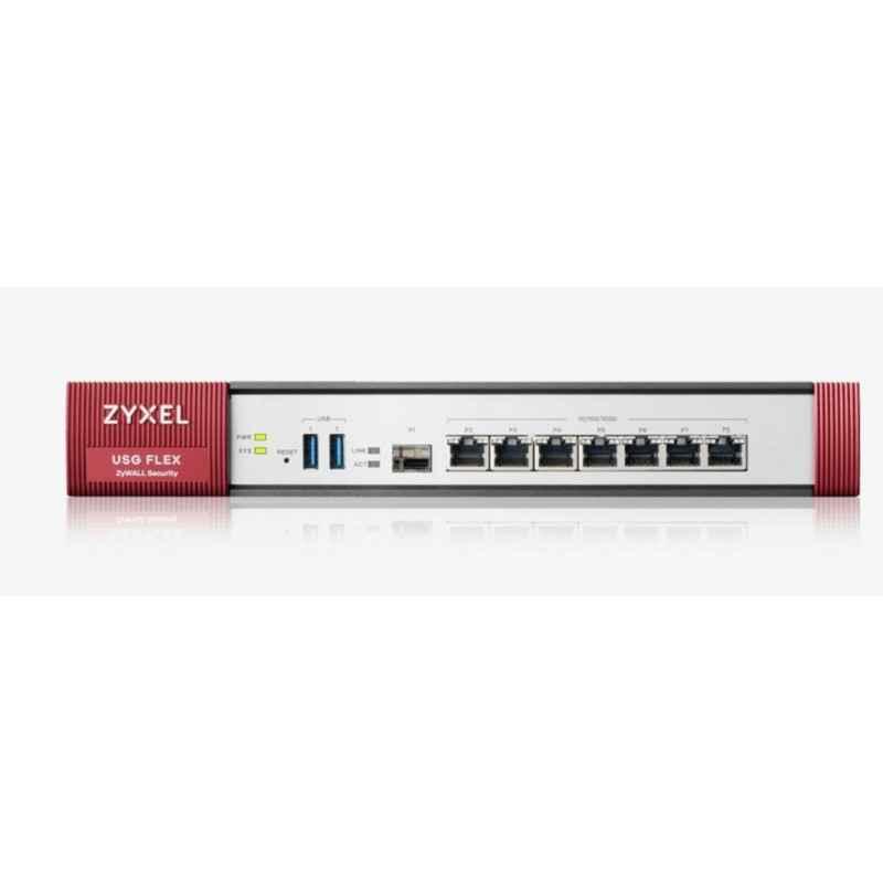 FIREWALL ZYXEL USGFLEX500- 7x LAN/DMZ- 1x SFP- 810 Mbps- IKEv2- IPSec- SSL- L2TP/IPSec- fanless- USGFLEX500-EU0102Ftimbru verde