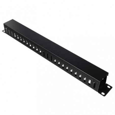 PANOU gestionare cabluri SPACER- tip masca orizontala perforata- 19 inch- 1U- 1mm- negru- SPCM-1U-BK-02