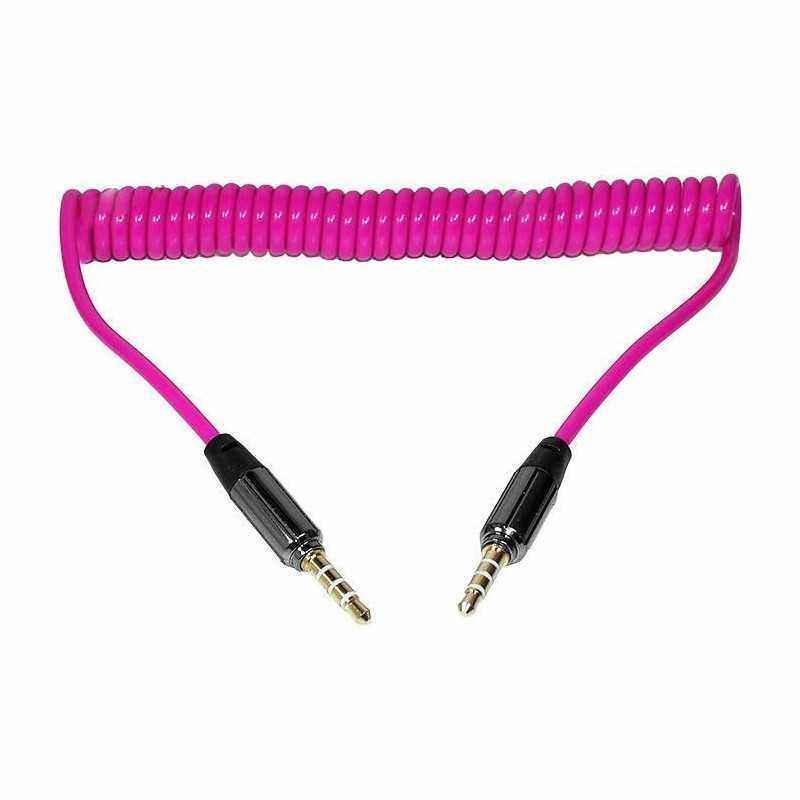 Cablu A/V spiralat jack tata 3.5mm 4 contacte jack tata 3.5mm 4 contacte - roz Cablu A/V spiralat jack tata 3.5mm 4 contacte jack tata 3.5mm 4 contacte - roz