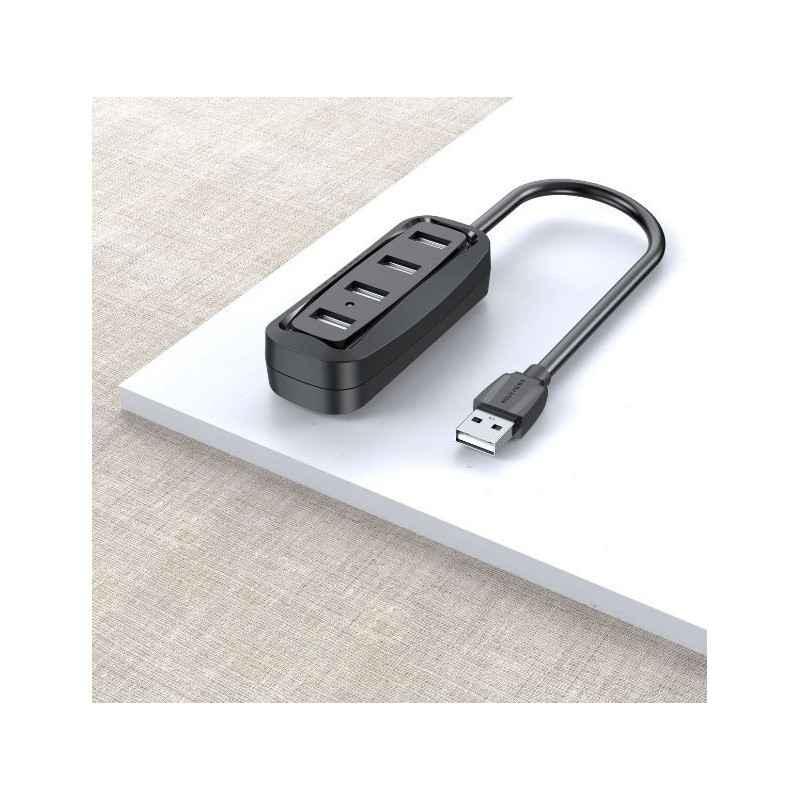HUB USB Vention- porturi: 4 x USB 20- conectare prin USB 20T)- rata transfer 480 Mbps- ABS- cablu 015m- negru- VAS-J43-B015timbr
