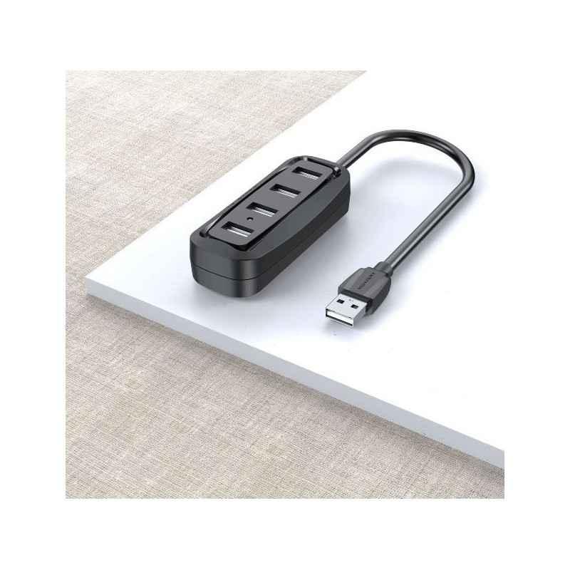 HUB USB Vention- porturi: 4 x USB 20- conectare prin USB 20T)- rata transfer 480 Mbps- ABS- cablu 1m- negru- VAS-J43-B100timbru