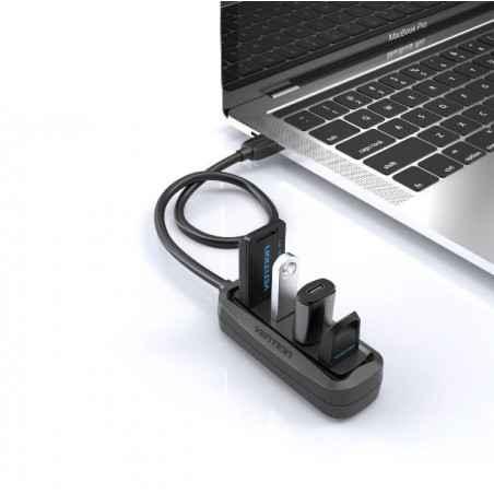 HUB USB Vention- porturi: 4 x USB 20- conectare prin USB 20T)- rata transfer 480 Mbps- ABS- cablu 1m- negru- VAS-J43-B100timbru