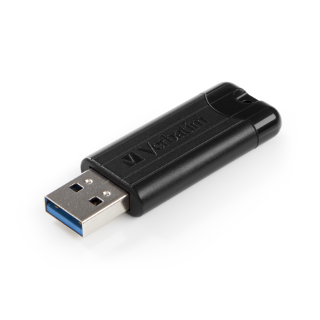 MEMORIE USB VERBATIM PINSTRIPE 128GB USB 30- NEGRU 49319TIMBRU VERDE 003 LEI)