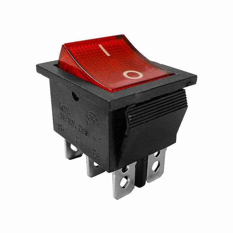 Comutator dublu cu bec ON-OFF - 15A/250V - 34x31x25 mm