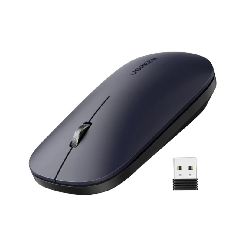 MOUSE Ugreen- MU001 PC sau NB- wireless 24GHz- optic- 3/1 butoane/scroll- 4000 dpi- negru 90372timbru verde 018 lei) - 695730389