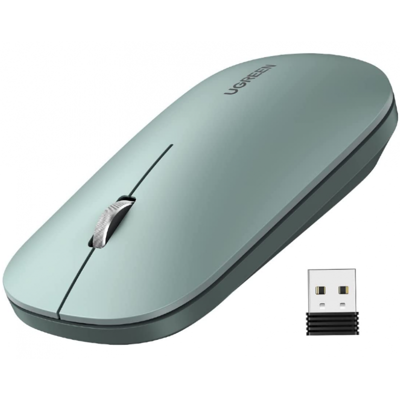 MOUSE Ugreen- MU001 PC sau NB- wireless 24GHz- optic- 3/1 butoane/scroll- 4000 dpi- verde 90374timbru verde 018 lei) - 695730389
