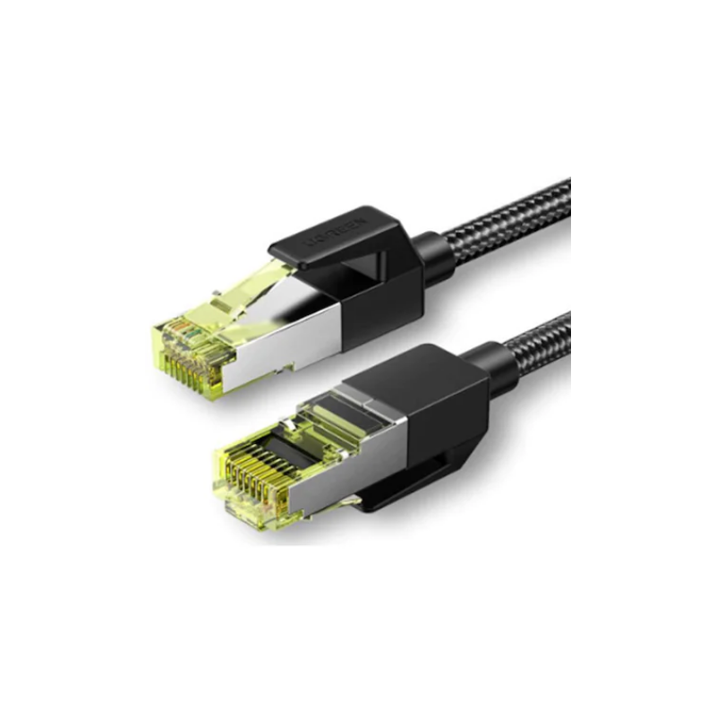 PATCH CORD UTP Ugreen Cat7- NW150 fire din cupru- tiny cable- viteza maxima 10 Gbps- braided- 3m- negru 80424timbru verde 008 le