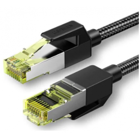 PATCH CORD UTP Ugreen Cat7- NW150 fire din cupru- tiny cable- viteza maxima 10 Gbps- braided- 3m- negru 80424timbru verde 008 le