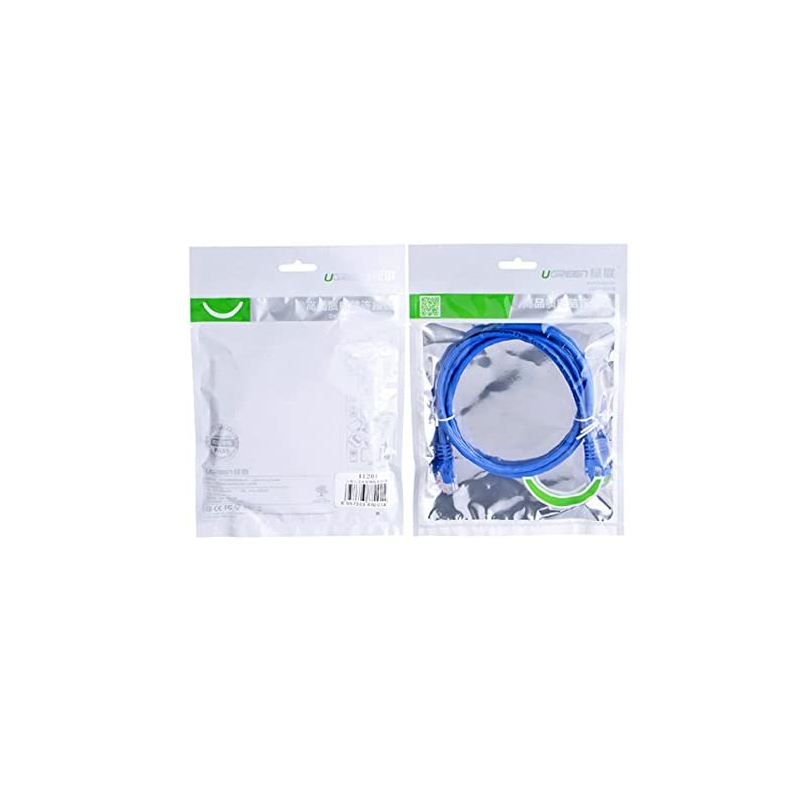 PATCH CORD UTP Ugreen Cat6- NW102 fire din cupru- viteza maxima 1 Gbps- 2m- albastru 11202timbru verde 008 lei) - 6957303882021