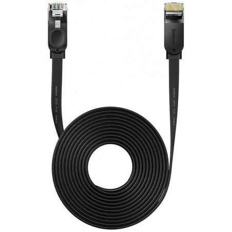 PATCH CORD UTP Baseus Cat6- fire din cupru- flat cable- viteza maxima 1 Gbps- PVC- 10m- negru WKJS000201timbru verde 018 lei) -