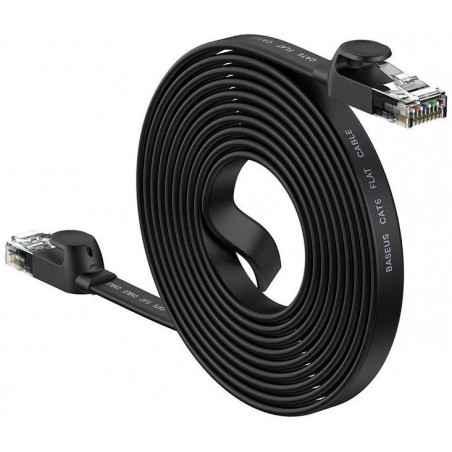 PATCH CORD UTP Baseus Cat6- fire din cupru- flat cable- viteza maxima 1 Gbps- PVC- 10m- negru WKJS000201timbru verde 018 lei) -