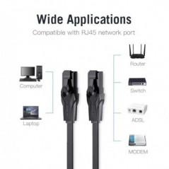 Patch Cord UTP Vention- Cat 6- 15m- flat cable- conductor cupru - aluminiu- viteza max transfer 1 Gbps- invelis PVC- negru- IBAB