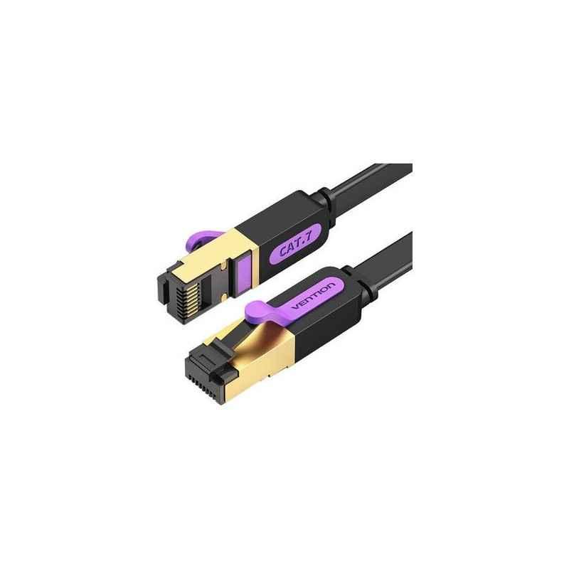Patch Cord STP Vention- Cat 7- 2m- flat cable- conductor cupru- viteza max transfer 10 Gbps- invelis PVC- negru- ICABHtimbru ver