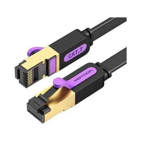 Patch Cord STP Vention- Cat 7- 2m- flat cable- conductor cupru- viteza max transfer 10 Gbps- invelis PVC- negru- ICABHtimbru ver