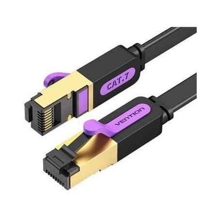 Patch Cord STP Vention- Cat 7- 3m- flat cable- conductor cupru- viteza max transfer 10 Gbps- invelis PVC- negru- ICABItimbru ver