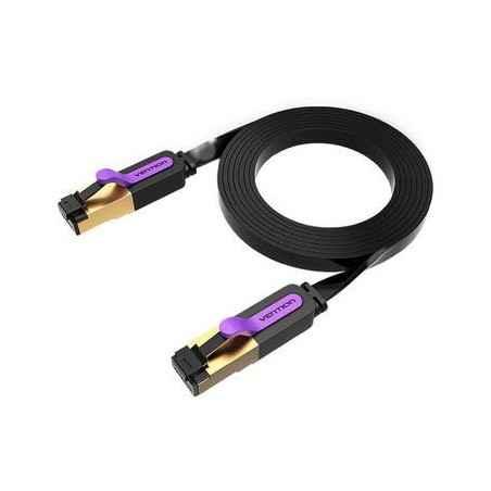 Patch Cord STP Vention- Cat 7- 15m- flat cable- conductor cupru- viteza max transfer 10 Gbps- invelis PVC- negru- ICABNtimbru ve