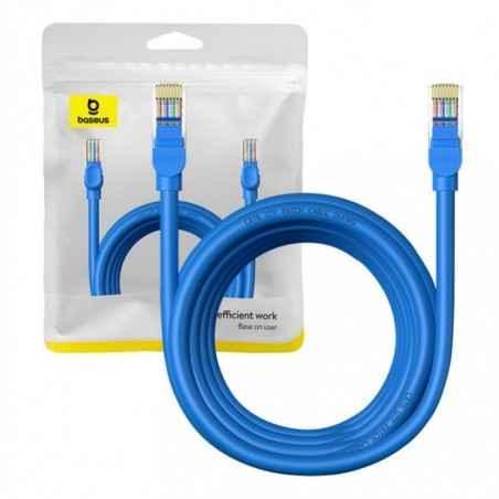PATCH CORD UTP Baseus Cat6- fire din cupru- round cable- viteza maxima 1 Gbps- PVC- 5m- albastru B00133204311-04timbru verde 008