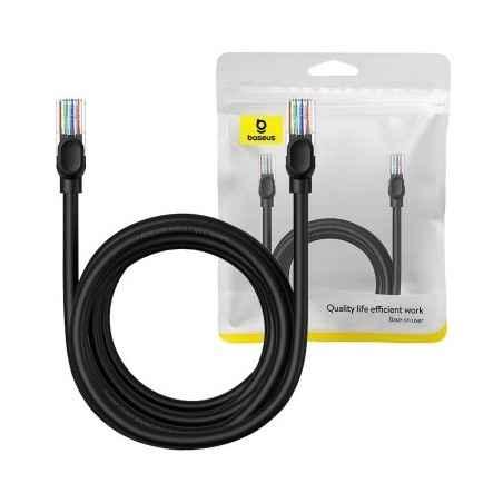 PATCH CORD UTP Baseus Cat5- fire din cupru- round cable- viteza maxima 1 Gbps- PVC- 5m- negru B00133206111-05timbru verde 008 le