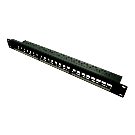 Patch panel 24 porturi- 1U- neechipat- suport de cabluri integrat- black - EMTEX- EMT-PP24-BLANK