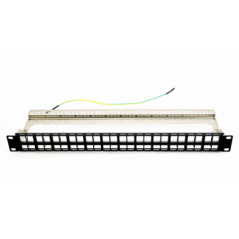 Patch panel 48 porturi- 1U- neechipat- ecranat- suport de cabluri integrat- black - EMTEX EMT-PP48-BLANK