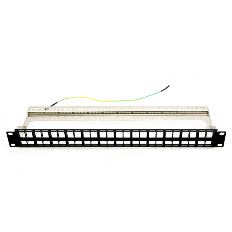 Patch panel 48 porturi- 1U- neechipat- ecranat- suport de cabluri integrat- black - EMTEX EMT-PP48-BLANK