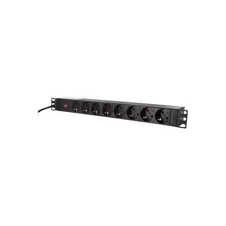 PDU LOGILINK 1U pt rack 19 inch- 8 prize Schuko- intrare IEC- max 10 A- breaker- protectie la supratensiune- 3 m- PDU8C03timbru