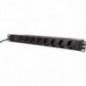 PDU LOGILINK 1U pt rack 19 inch- 8 prize Schuko- intrare IEC- max 10 A- breaker- protectie la supratensiune- 3 m- PDU8C03timbru