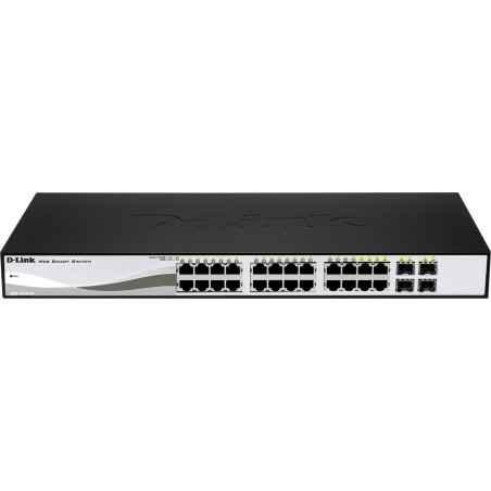 SWITCH PoE D-LINK Smart 24 porturi Gigabit24 PoE) 4 porturi combo SFP- IEEE 8023af/at- carcasa metalica- rackabil- DGS-1210-24