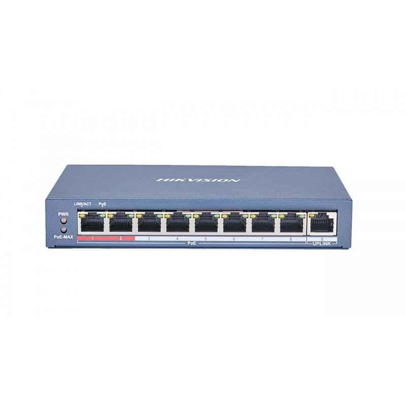 SWITCH PoE HIKVISION- port 10/100 x 8- unmanaged- nerackabil- carcasa metalica- DS-3E0109P-E(C)timbru verde 2 lei)