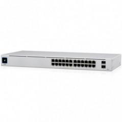 Ubiquiti USW-24-POE Gigabit Layer 2 switch with twenty-four Gigabit Ethernet ports including sixteen auto-sensing 8023at PoE por