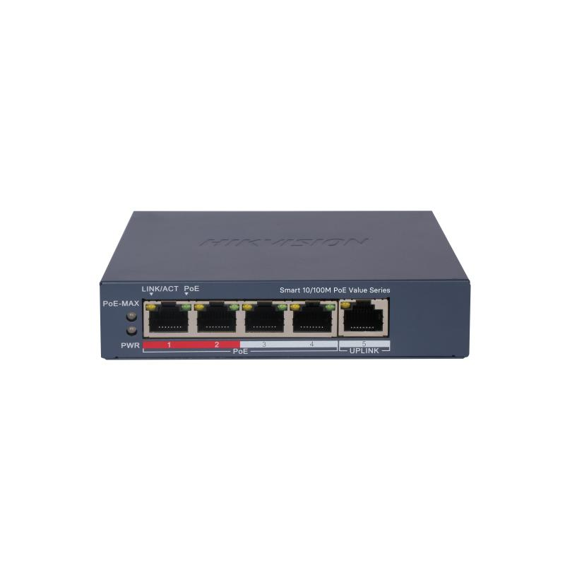 SWITCH PoE Hikvision SWITCH 4PORTURI 4XPOE SMARTMANAGED DS-3E1105P-EI/Mtimbru verde 2 lei)