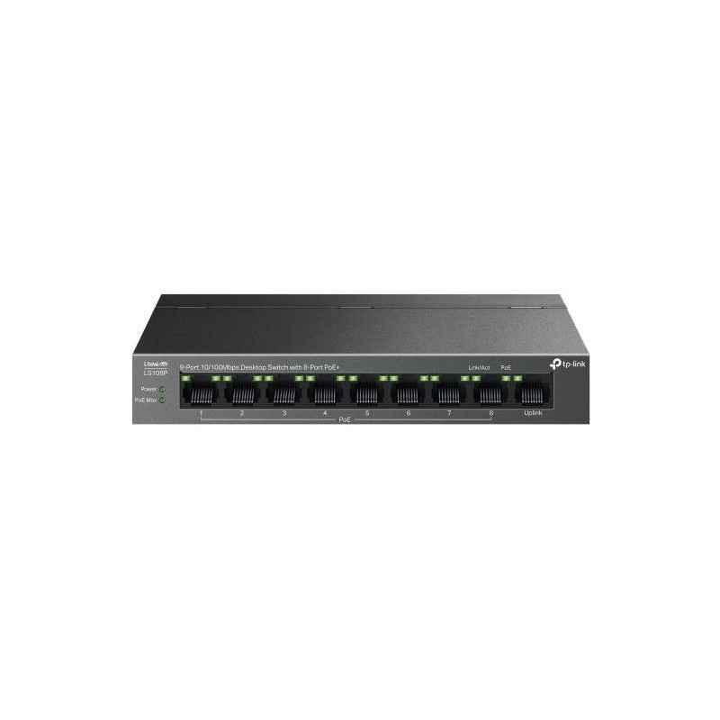 SWITCH TP-LINK 9 porturi 10/100 Mbps- 8-Port PoE carcasa metalica LS109Ptimbru verde 2 lei)
