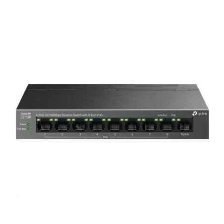 SWITCH TP-LINK 9 porturi 10/100 Mbps- 8-Port PoE carcasa metalica LS109Ptimbru verde 2 lei)