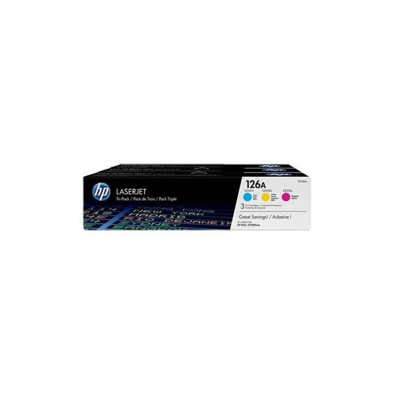 Combo-Pack Original HP CMY- nr126A- pentru LaserJet Pro 100 M175-CP1025-M275- 3x1K-timbru verde 12 lei) - CF341A