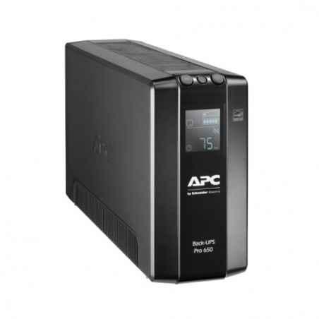 UPS APC Back-UPS- Line int- mini Tower- AVR- IEC x 6- display LCD- back-up 11 - 20 min BR650MItimbru verde 11 lei)